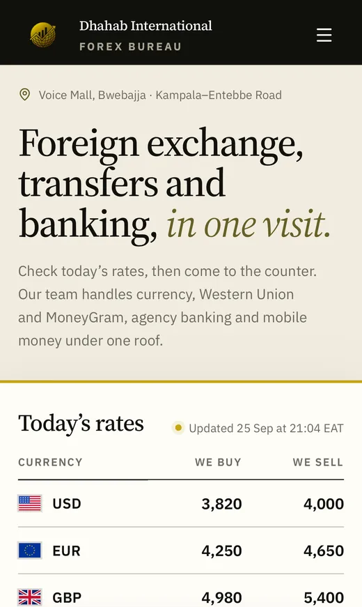 The same site on a phone